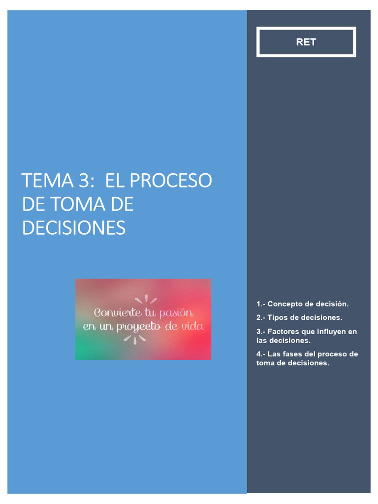 TEMA 3 El Proceso de Toma de Decisiones | PDF | Toma de decisiones ...
