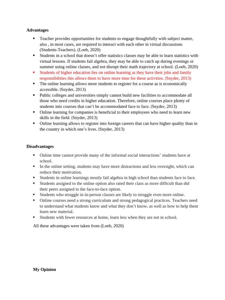 Pros and Cons of Online Learning | PDF | Educational Technology | Learning