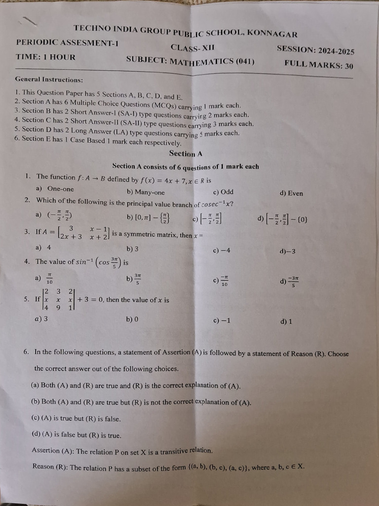 Maths Paper Pdf Mathematical Concepts Linear Algebra
