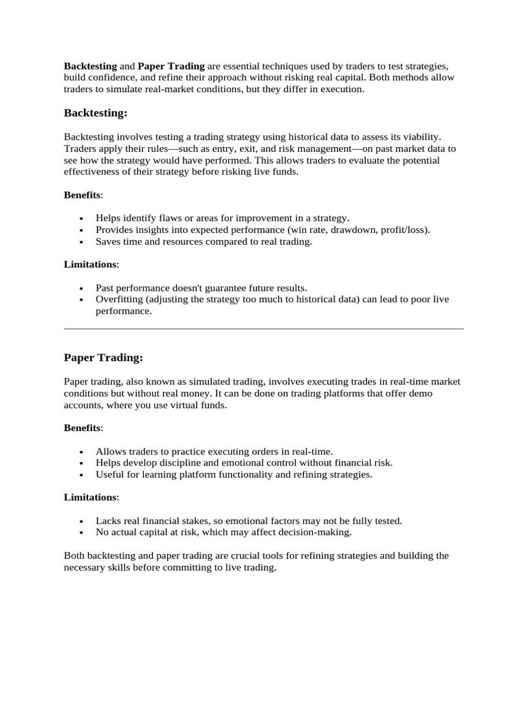 Backtesting vs. Paper Trading Explained | PDF | Business | Finance ...