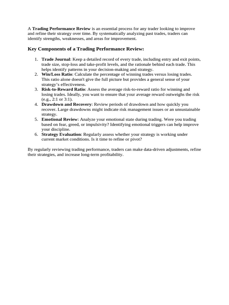Trading Performance Review | PDF | Finance & Money Management