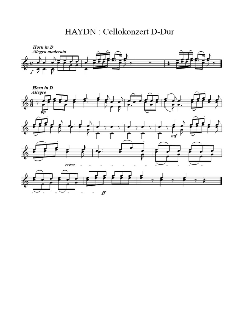 HAYDN CELLOKONZERT - 2Hr | PDF