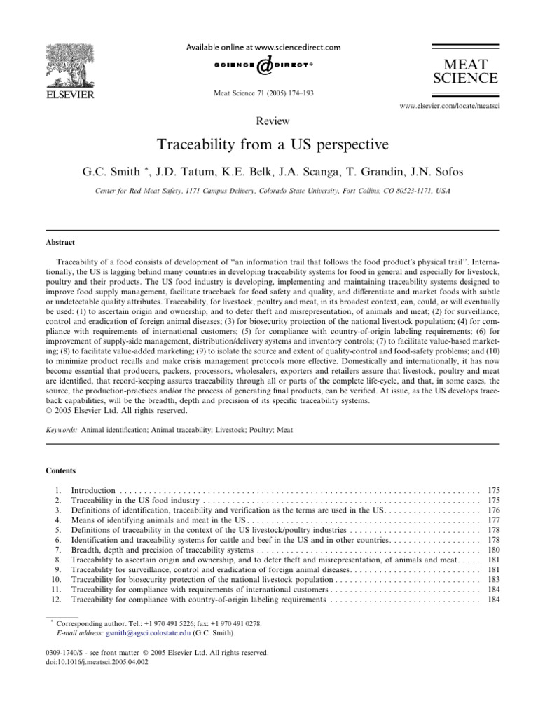 US Food Traceability Systems Overview | PDF | Meat | Supply Chain
