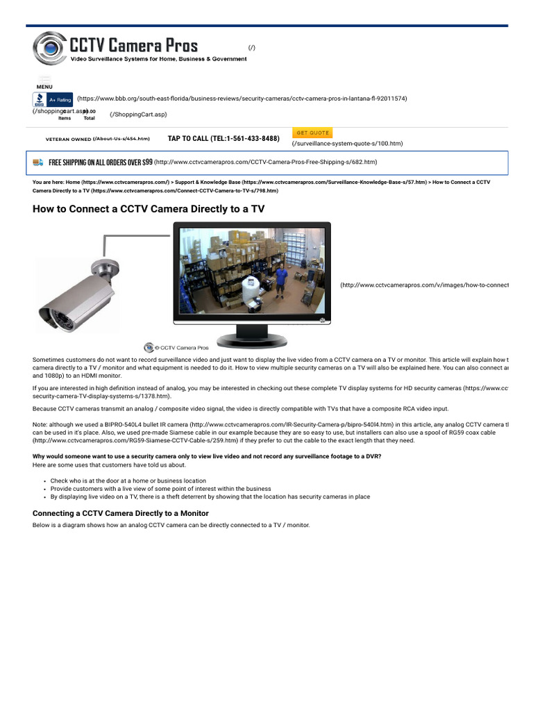 CCTV Camera Directly To A TV | PDF | Closed Circuit Television | Television