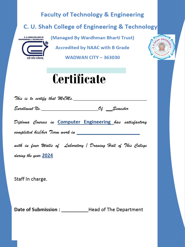 Certificate B.tech Manual Sample | PDF | Business | Computers