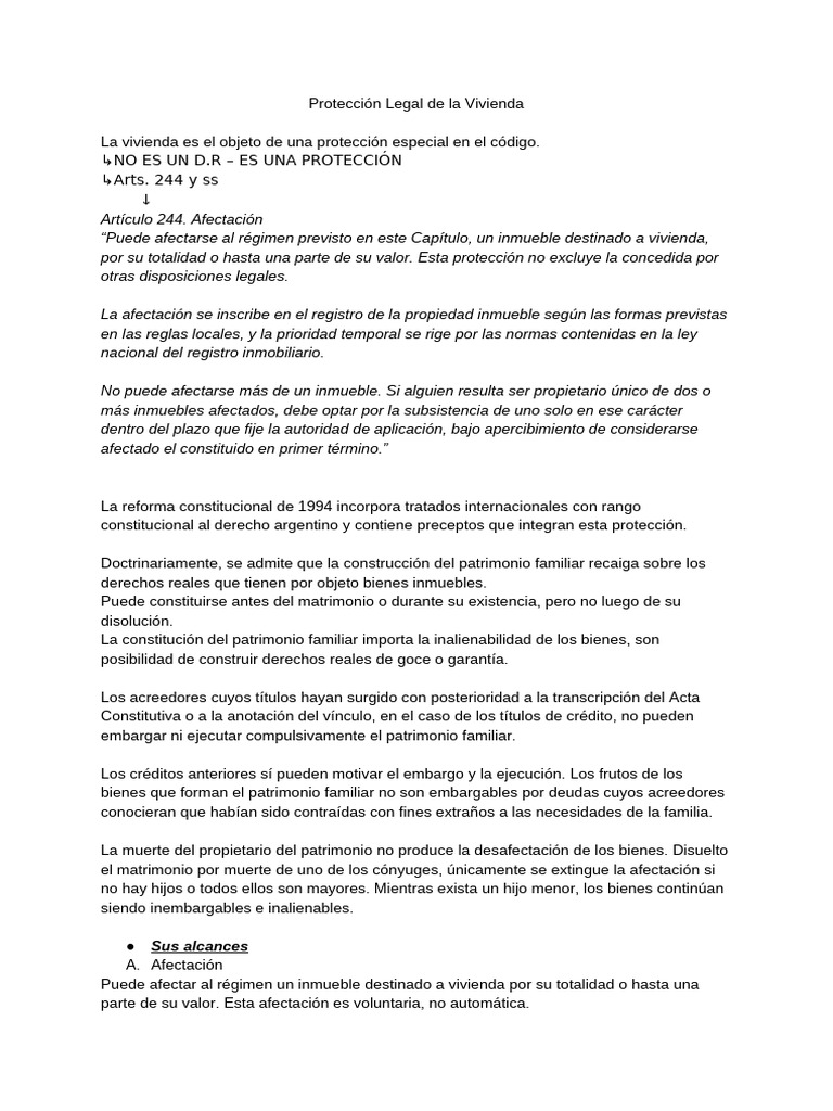 Protección Legal de La Vivienda - DERECHOS REALES. | PDF | Propiedad ...