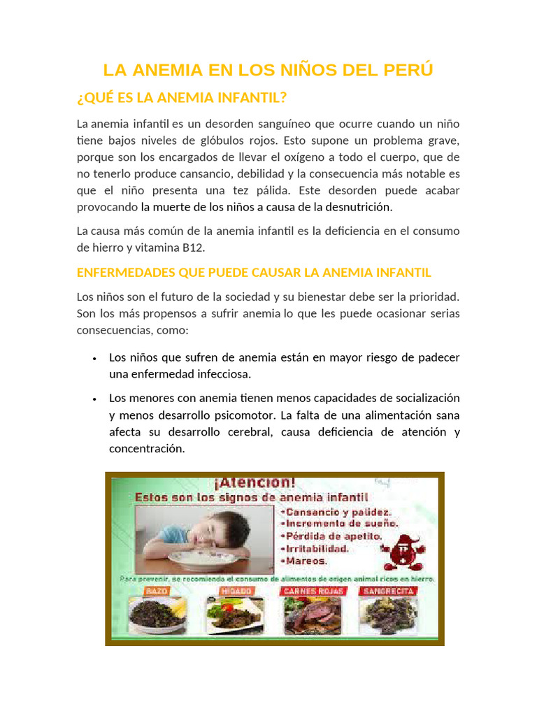La Anemia en Los Niños Del Perú | PDF