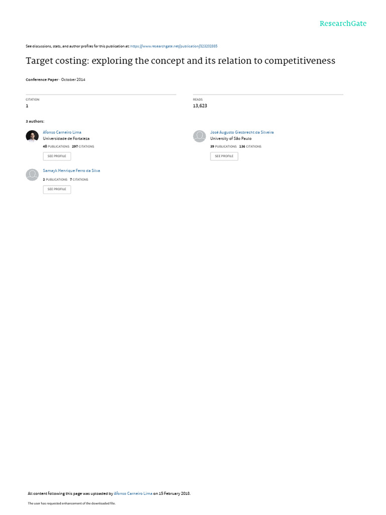 Target Costing: Exploring The Concept and Its Relation To ...