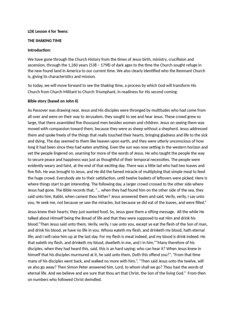 Teen Lesson 4 Shaking Time... | PDF | Religious Belief And Doctrine