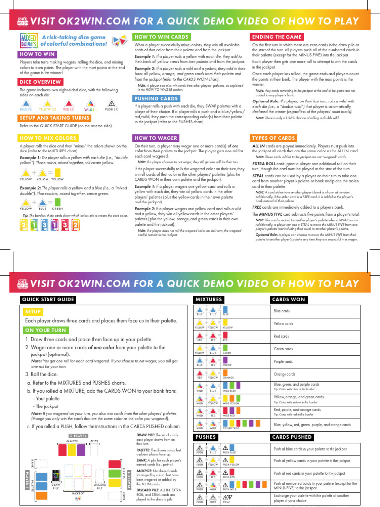 Colorful Card Game Instructions | PDF | Color | Board Games