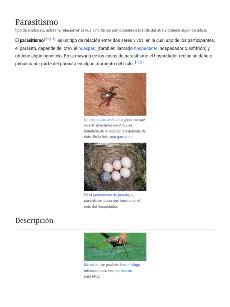Parasitismo - Wikipedia, La Enciclopedia Libre | PDF | Parasitismo ...
