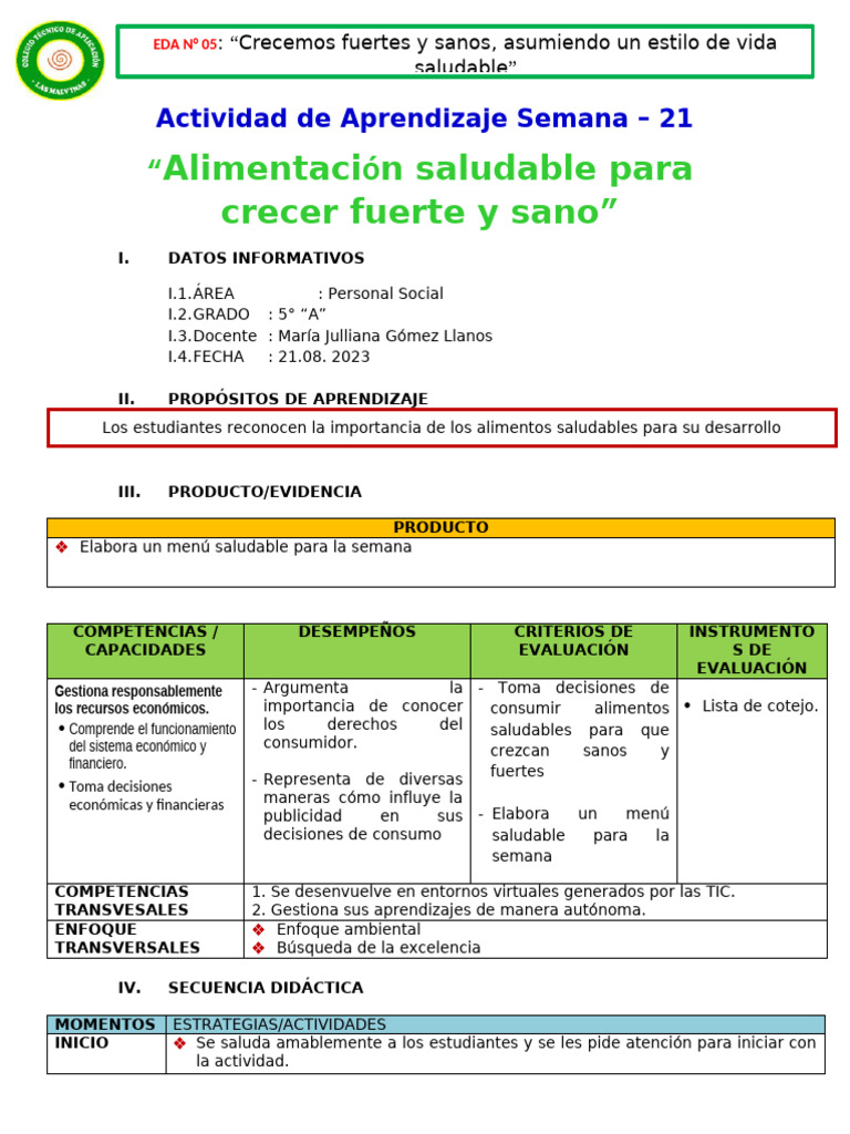 Menú Saludable para Crecer Fuerte | PDF | Alimentos | Dieta
