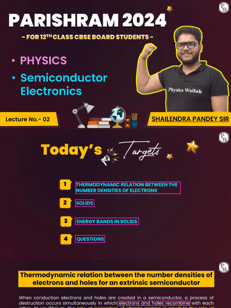 Semiconductor Electronics 02 - Class Notes - Parishram 2024 | PDF