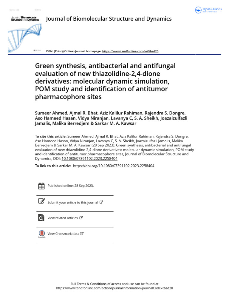 2023 JBSD Green Synthesis Antibacterial and Antifungal Evaluation 2023 ...