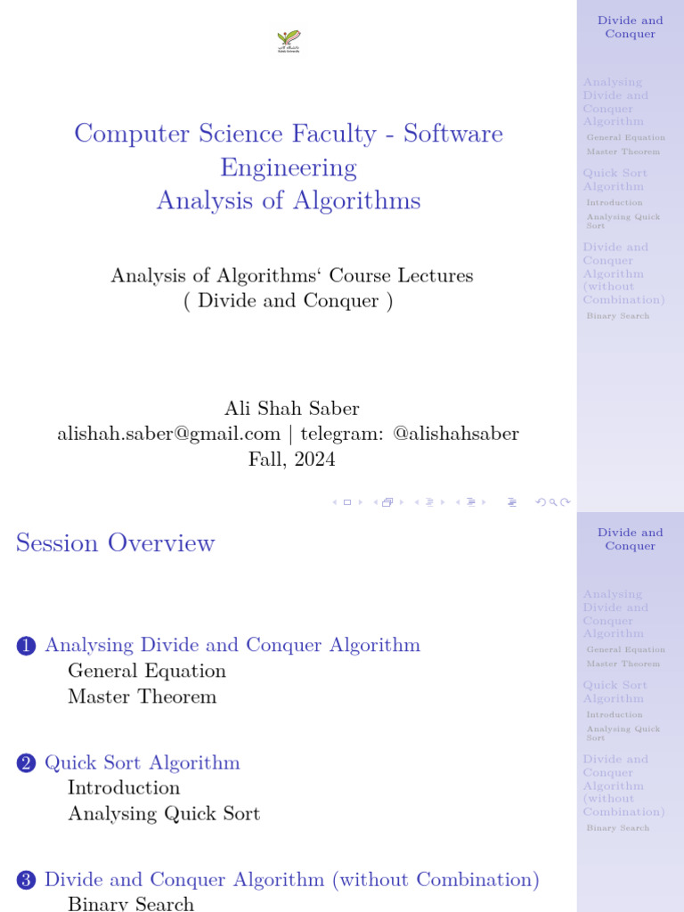 Divide and Conquer Algorithm Analysis | PDF | Computer Science ...
