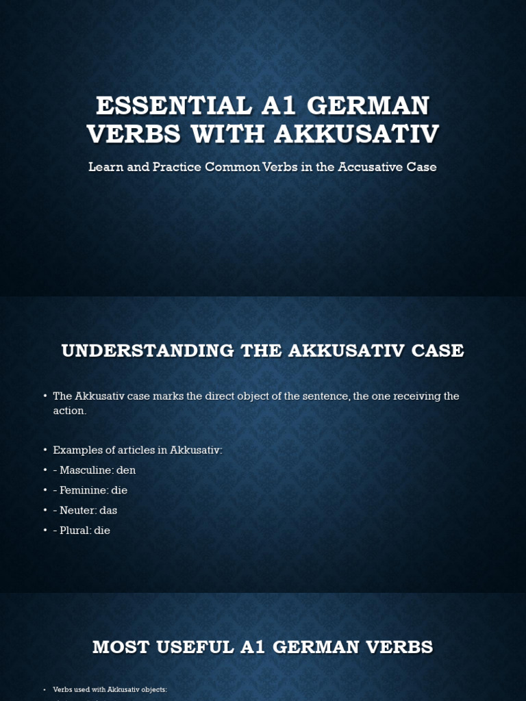 A1 German Accusative Verbs Guide | PDF | Foreign Language Studies