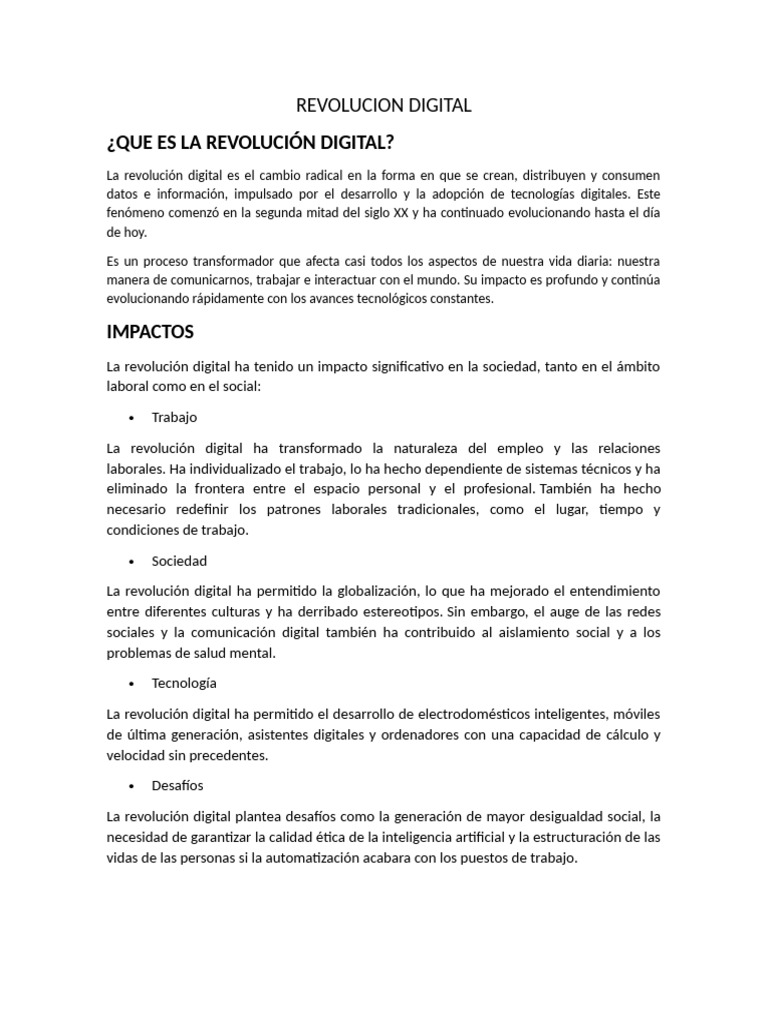 Impacto y Retos de la Revolución Digital | PDF | Inteligencia ...