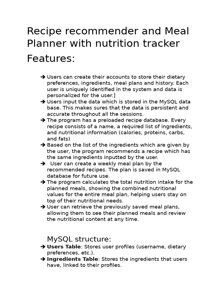 Personalized Meal Planner & Recipe Finder | PDF | Wellness