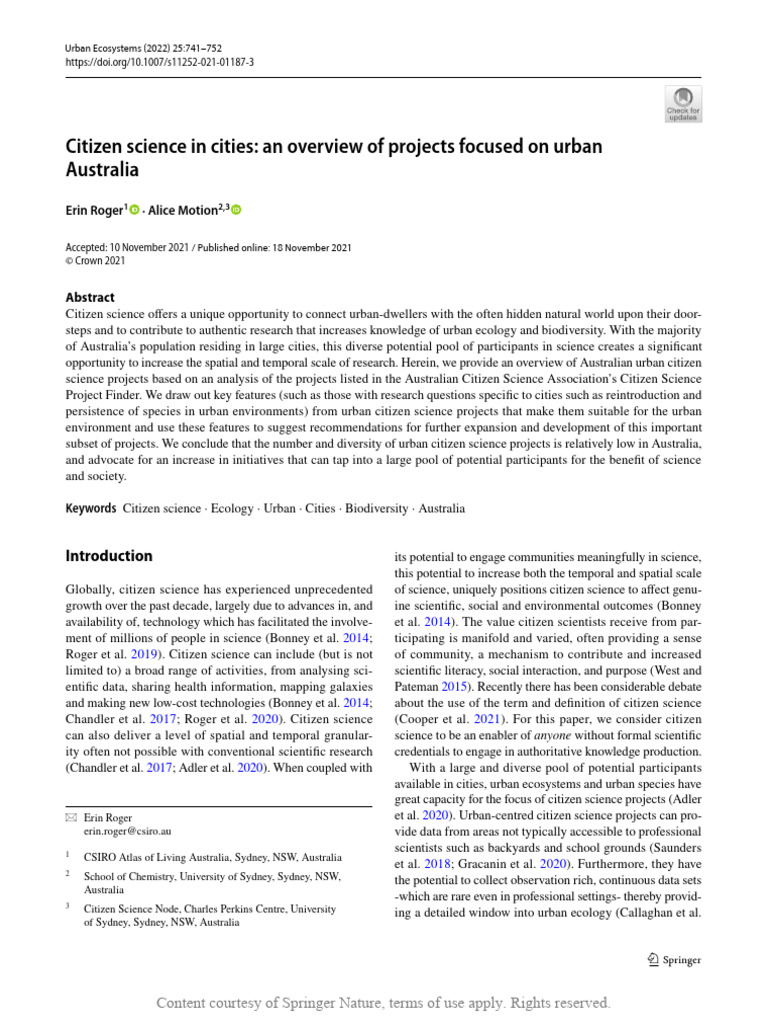 Urban Citizen Science in Australia | PDF | Biodiversity | Science