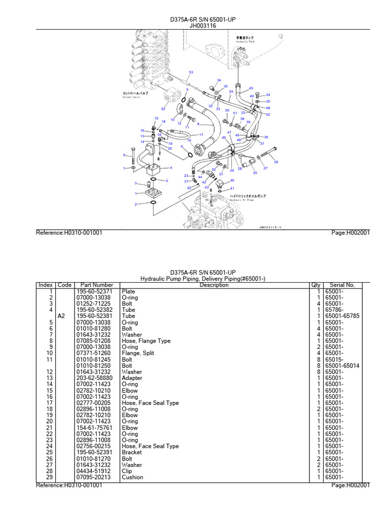 D375A-6R Hydraulic Pump Parts List | PDF | Hydraulics | Gas Technologies