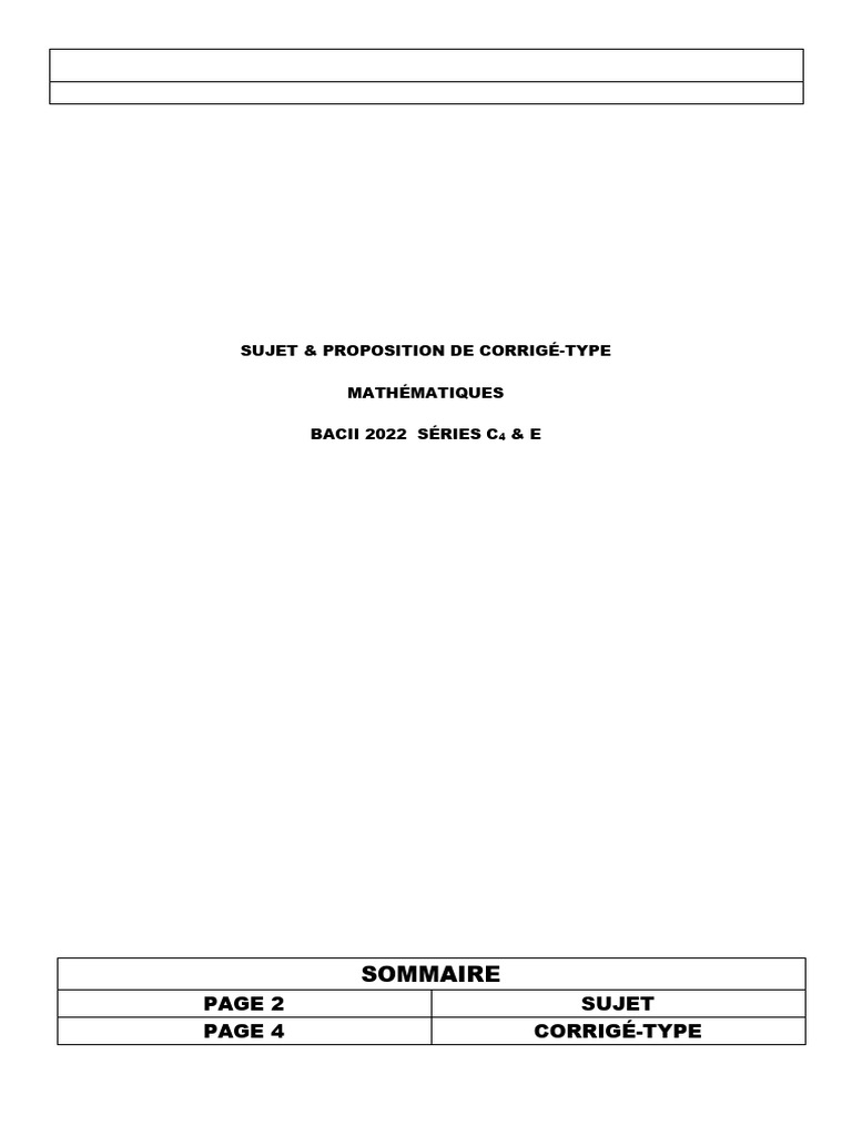 Corrigé Type Mathématiques BACII 2022 | PDF | Fonction monotone ...