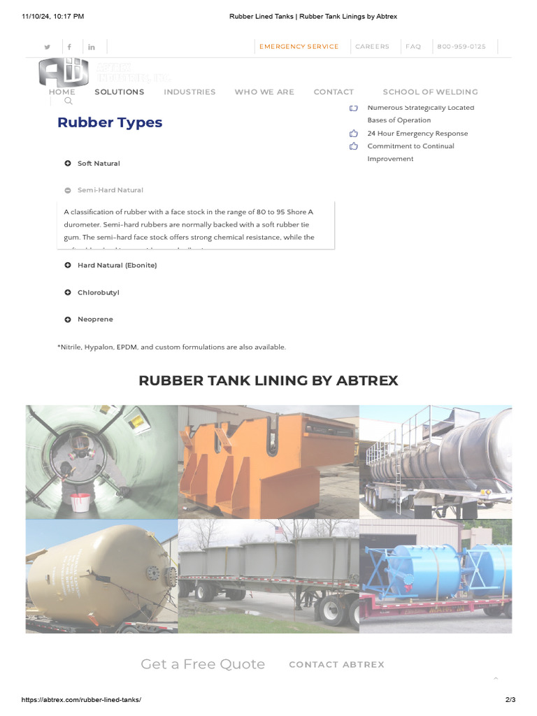 Rubber Lined Tanks - Rubber Tank Linings by Abtrex | PDF | Building ...