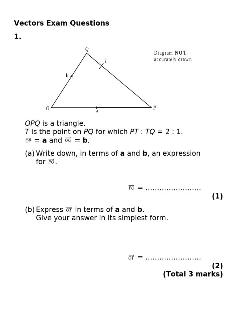 Vectors Exam Questions | PDF | Analytic Geometry | Euclidean Geometry