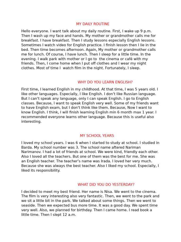 My Daily Routine | PDF | Art | Poetry