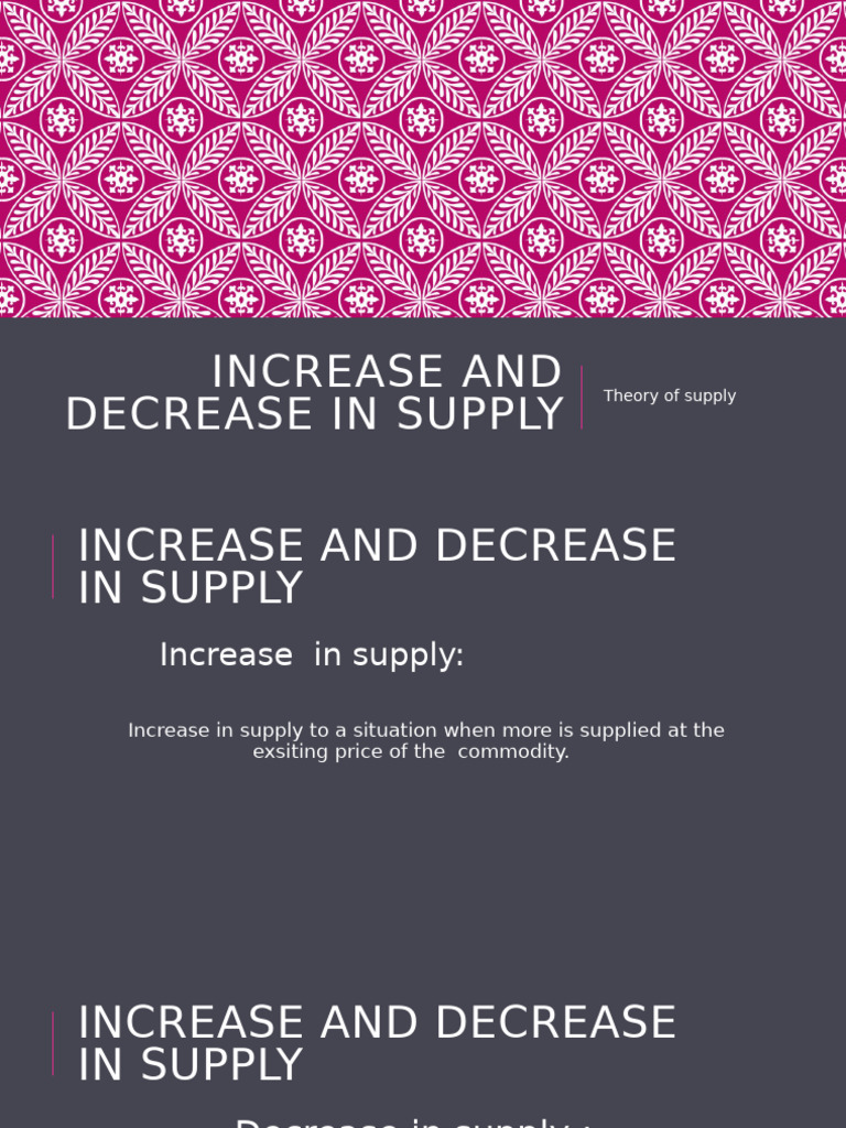 Increase and Decrease in Supply | PDF