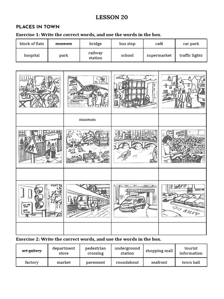 Lesson 20 - Directions - Places in Town | PDF