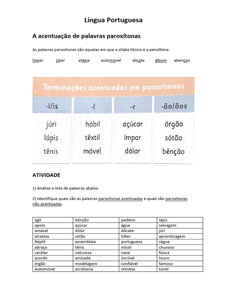 Acentuação de Palavras Paroxítonas | PDF
