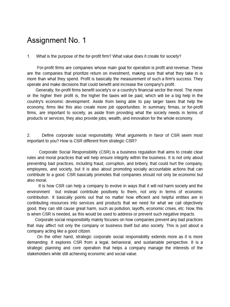 Assignment1 Mabinijeaangelineb | PDF | Corporate Social Responsibility ...