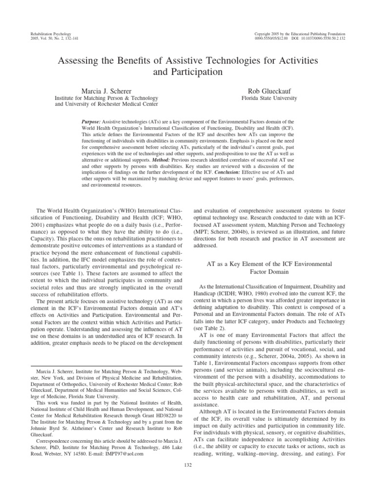 Assessing ATs for Disability Support | PDF | Disability
