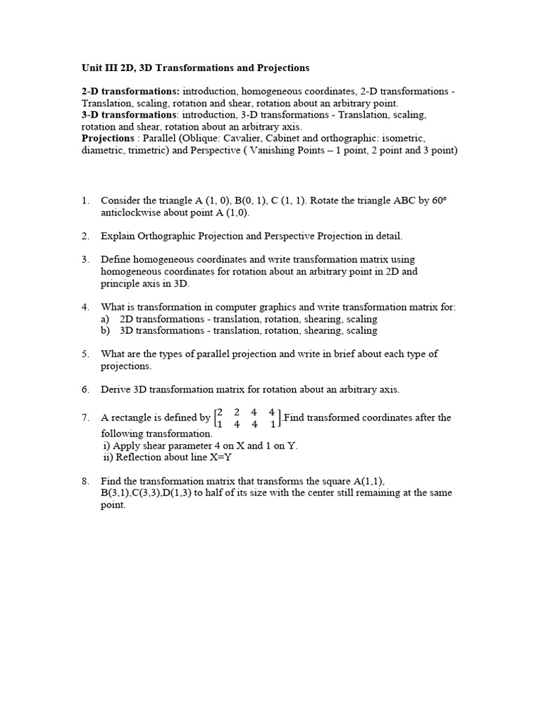 CG UT II Practice Questions | PDF | 2 D Computer Graphics | Classical ...