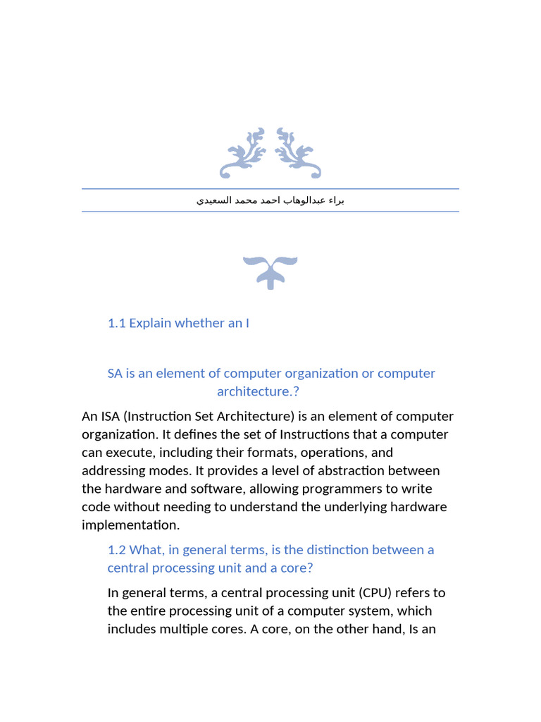 ISA and CPU Architecture Explained | PDF | Central Processing Unit ...