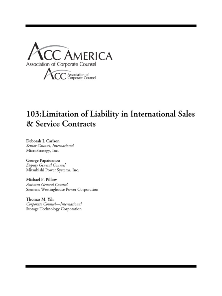 Limitation of Liability in International Sales Service Contracts | PDF ...