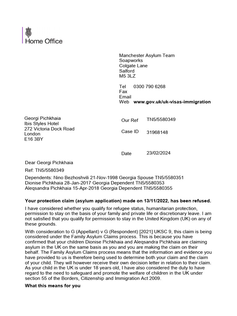 Asylum Claim Refusal for Georgi Pichkhaia | PDF | Justice | Crime ...