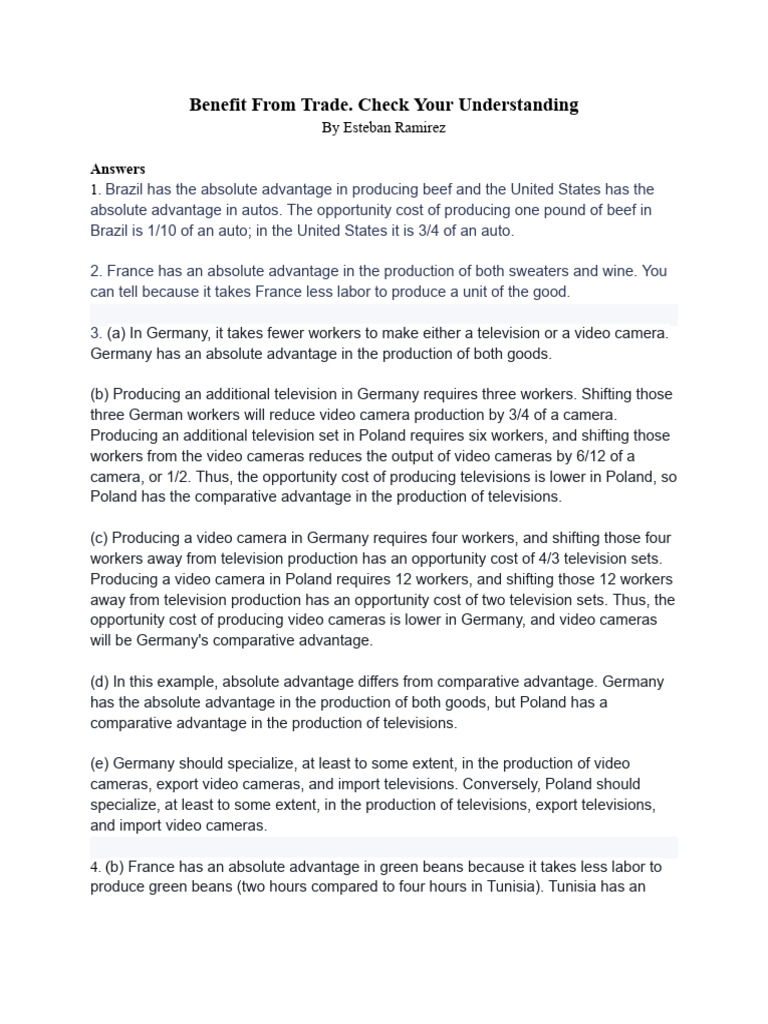 Benefit From Trade | PDF | Comparative Advantage | Opportunity Cost