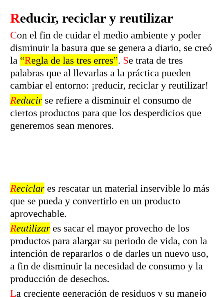 Regla de las 3R: Reducir, Reciclar, Reutilizar | PDF | Residuos | Reciclaje