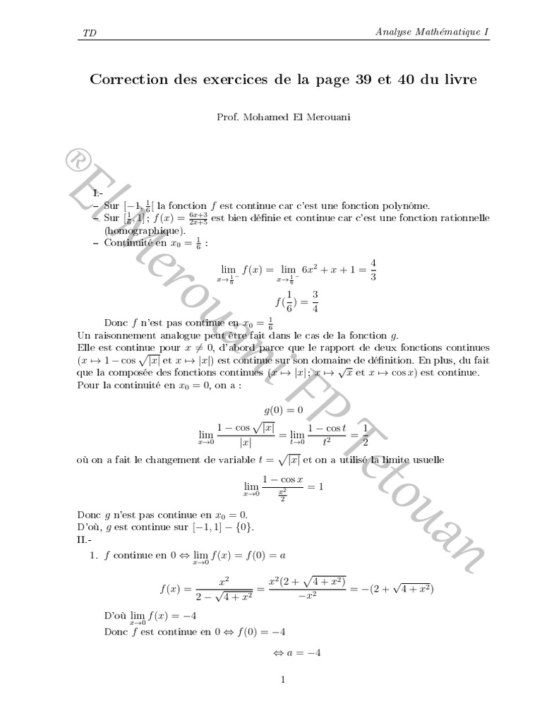 Correction 2 | PDF | Fonctionnalités et modélisations | Analyse ...