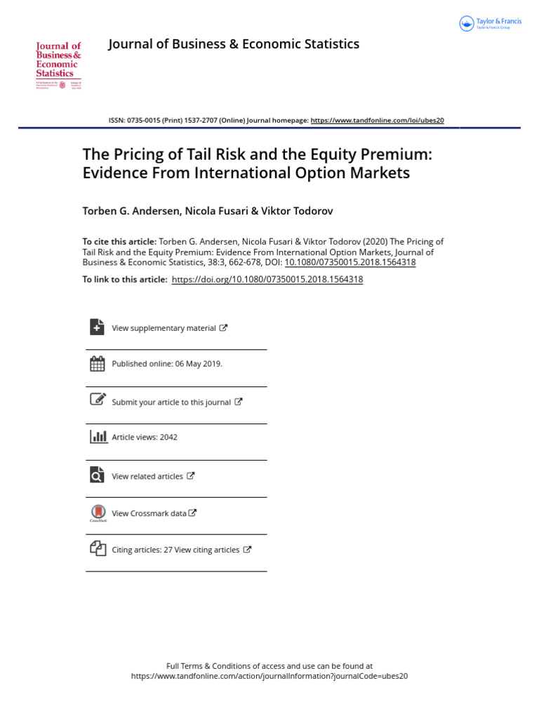 2020, The Pricing of Tail Risk and The Equity Premium | PDF | Option ...