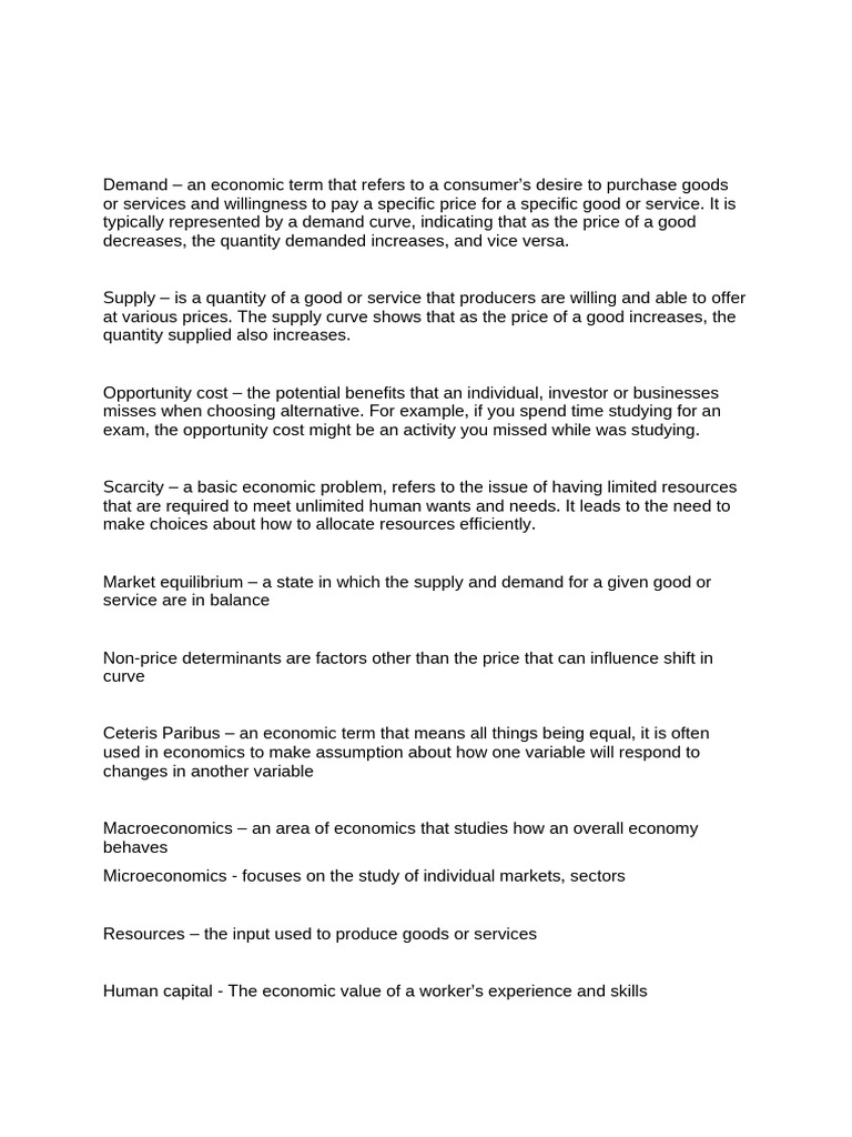Key Economic Concepts Explained | PDF | Elasticity (Economics) | Demand