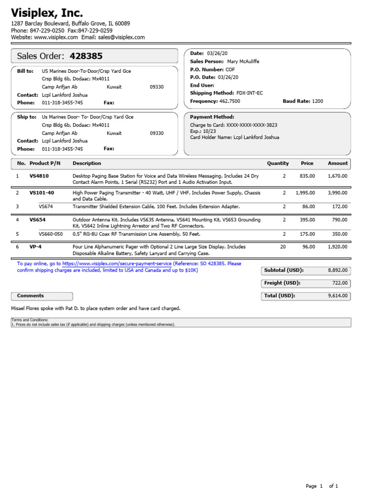 Order 428385 | PDF | Telecommunications Equipment | Telecommunications