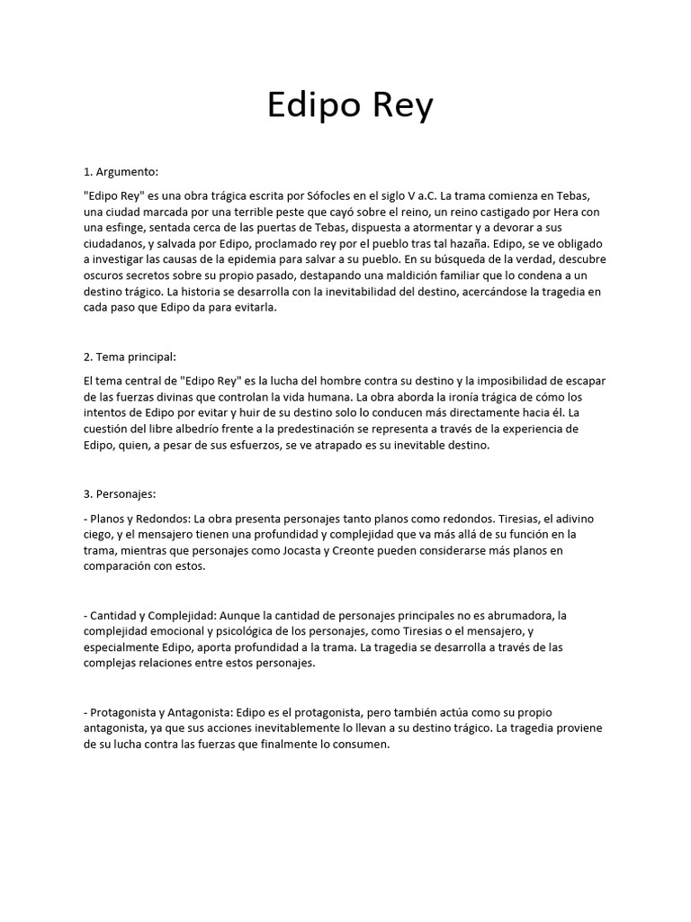 Análisis Extendido de Edipo Rey de Sófocles | PDF | Edipo | Tragedia