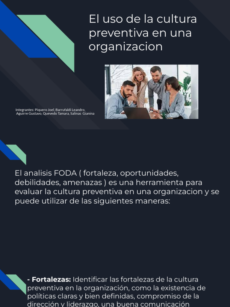 El Uso de La Cultura Preventiva en Una Organizacion | PDF | Análisis FODA