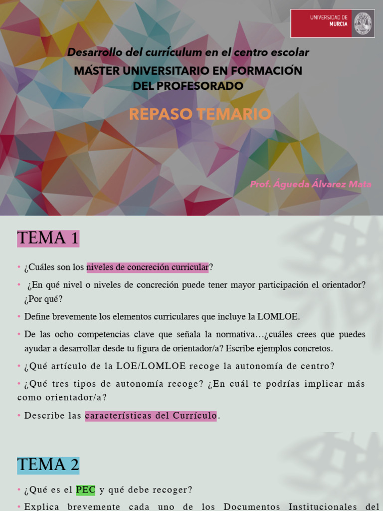 Desarrollo del Currículo Escolar y Orientación | PDF | Plan de estudios ...
