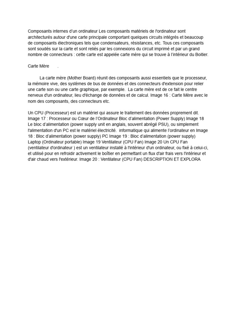Composants internes d'un ordinateur | PDF