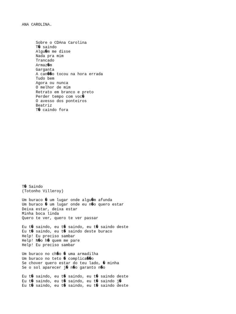 Letras de Músicas de Ana Carolina | PDF | Amor