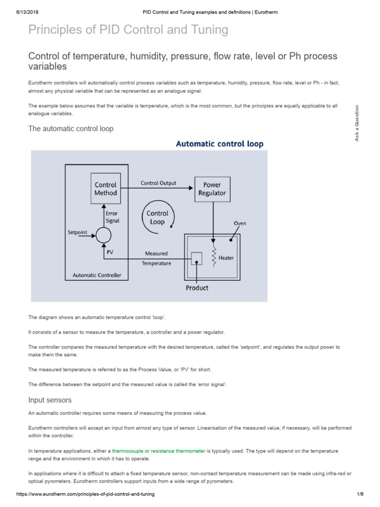 PID Control and Tuning Examples and Definitions - Eurotherm | PDF ...