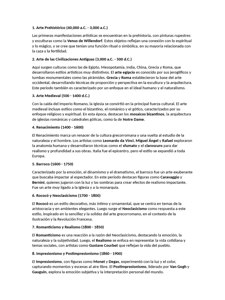 Evolución del Arte a Través de la Historia | PDF | Renacimiento | Arte ...